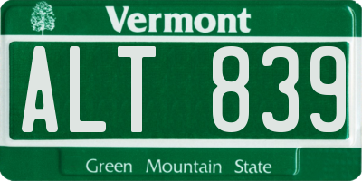 VT license plate ALT839