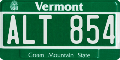 VT license plate ALT854