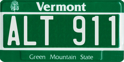 VT license plate ALT911