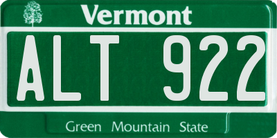 VT license plate ALT922