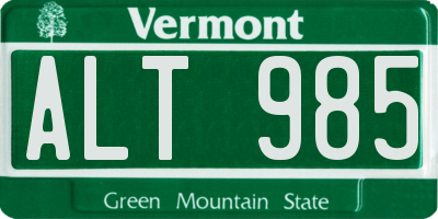 VT license plate ALT985