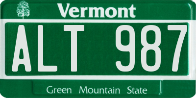 VT license plate ALT987