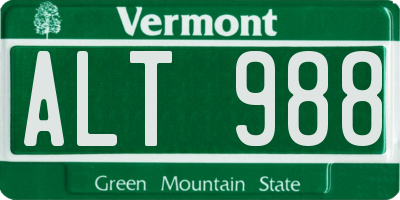 VT license plate ALT988