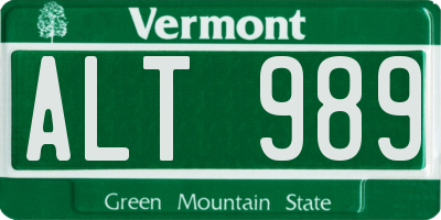 VT license plate ALT989
