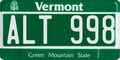 VT license plate ALT998