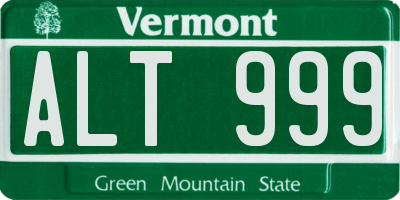 VT license plate ALT999