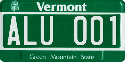 VT license plate ALU001