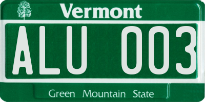 VT license plate ALU003