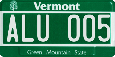 VT license plate ALU005