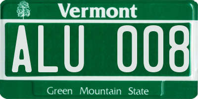 VT license plate ALU008