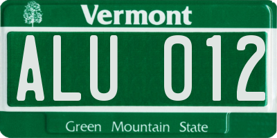 VT license plate ALU012