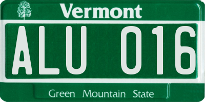 VT license plate ALU016