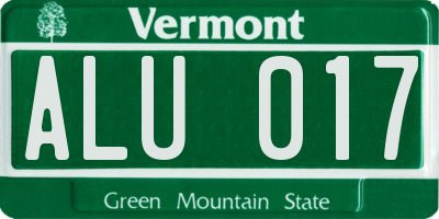 VT license plate ALU017