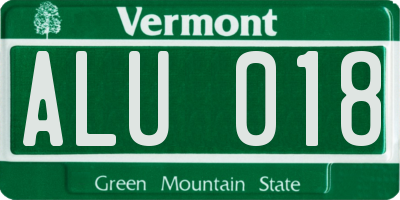 VT license plate ALU018