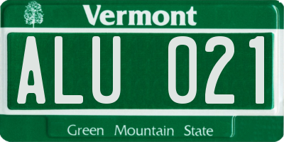 VT license plate ALU021