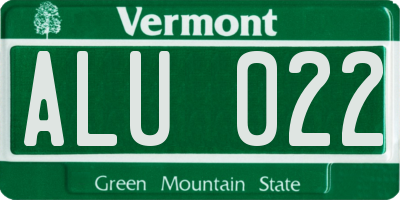 VT license plate ALU022