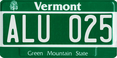 VT license plate ALU025