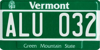 VT license plate ALU032