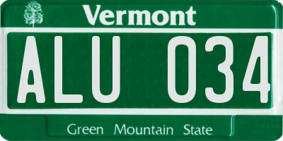 VT license plate ALU034