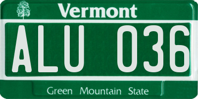 VT license plate ALU036