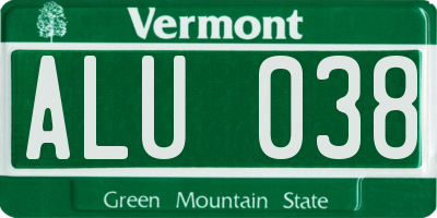 VT license plate ALU038