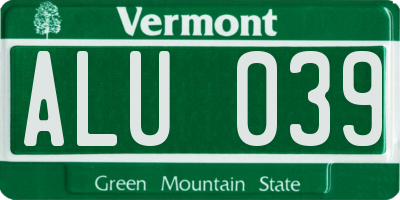 VT license plate ALU039