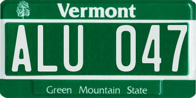 VT license plate ALU047