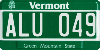 VT license plate ALU049