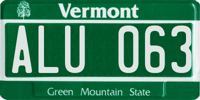 VT license plate ALU063