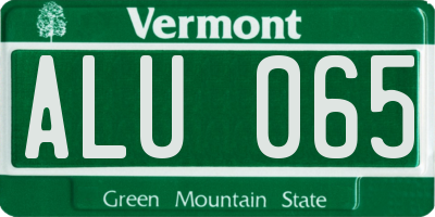 VT license plate ALU065