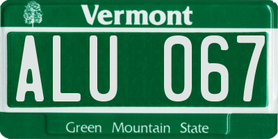 VT license plate ALU067