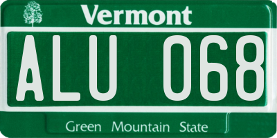VT license plate ALU068