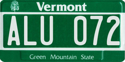 VT license plate ALU072