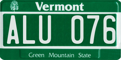 VT license plate ALU076
