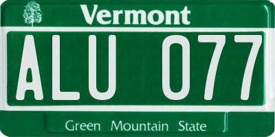 VT license plate ALU077