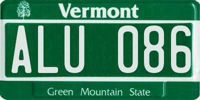 VT license plate ALU086