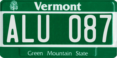 VT license plate ALU087