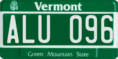 VT license plate ALU096
