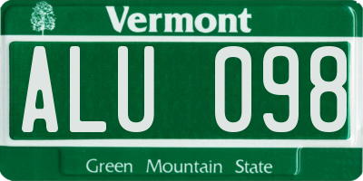 VT license plate ALU098