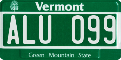VT license plate ALU099