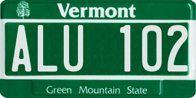 VT license plate ALU102