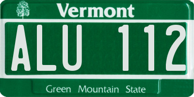 VT license plate ALU112