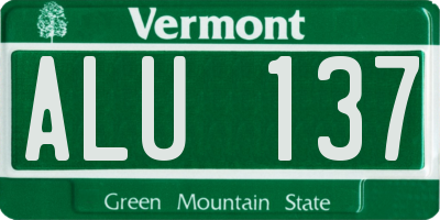 VT license plate ALU137