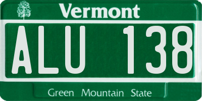 VT license plate ALU138