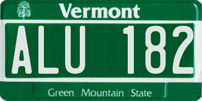 VT license plate ALU182