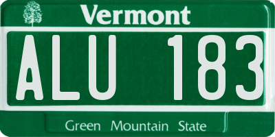 VT license plate ALU183