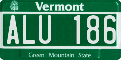 VT license plate ALU186