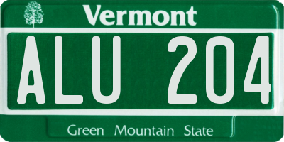 VT license plate ALU204