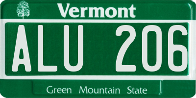 VT license plate ALU206