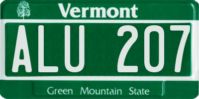 VT license plate ALU207